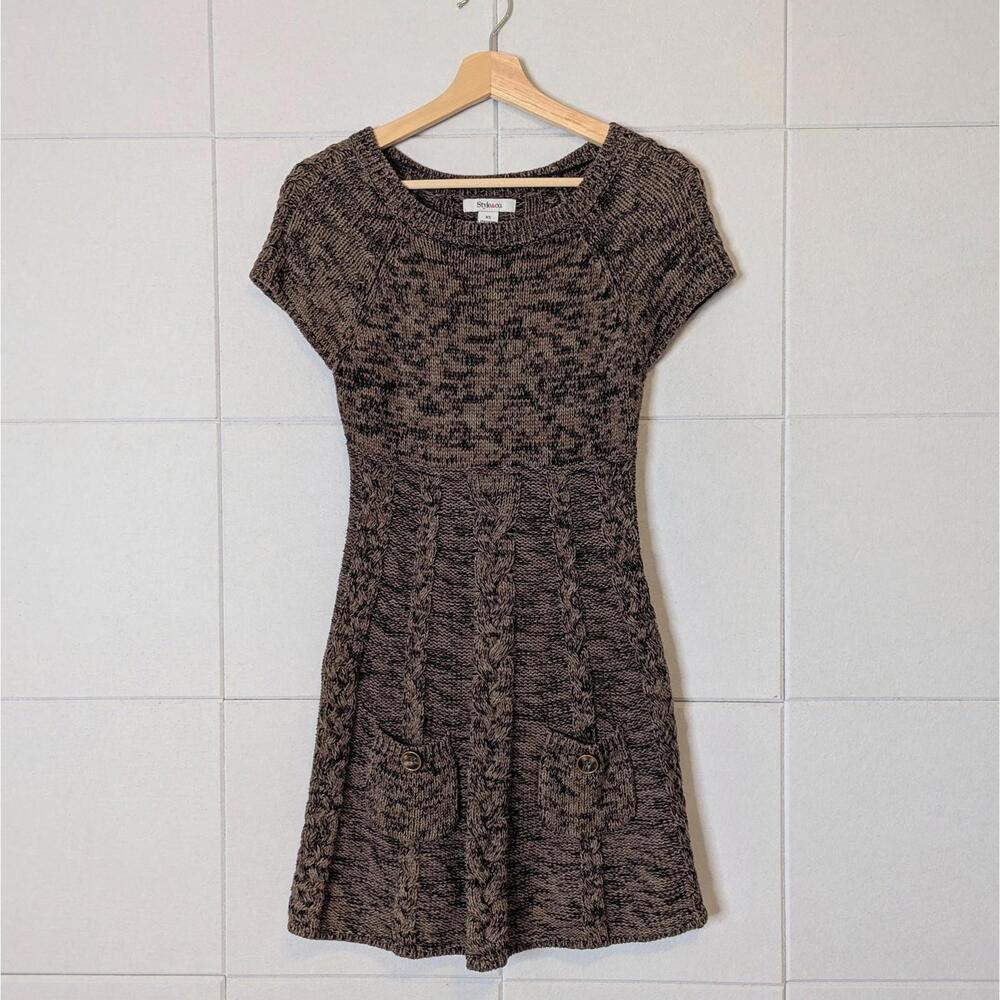 Vintage y2k 00s chunky marled knit sweater mini dress
